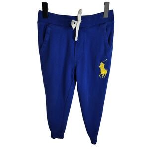Polo Ralph Lauren Pants Boys Small 5 Blue Yellow Big Pony Joggers Sweatpant Kids